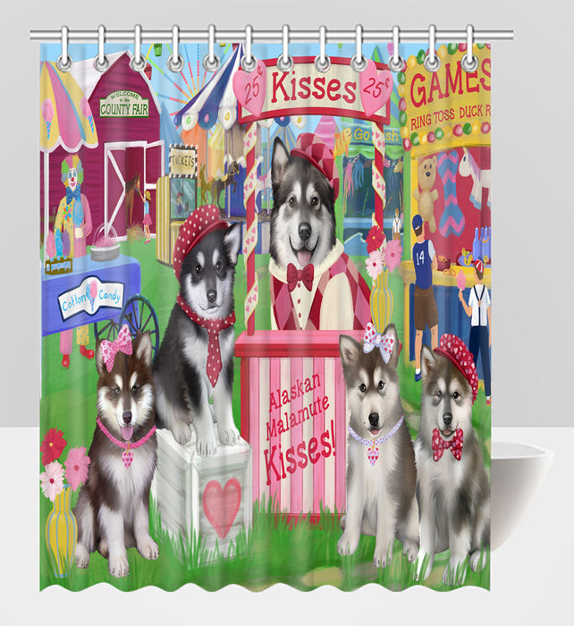 Carnival Kissing Booth Alaskan Malamute Dogs Shower Curtain