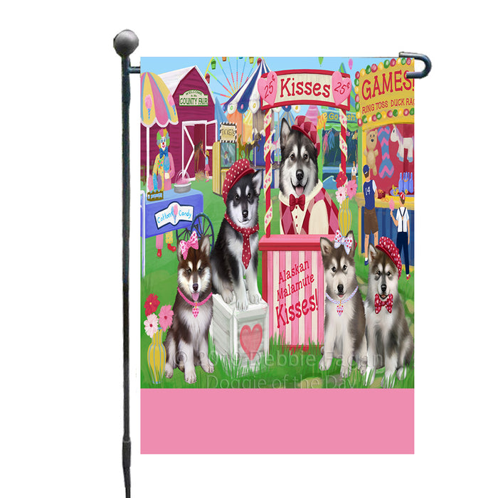 Personalized Carnival Kissing Booth Alaskan Malamute Dogs Custom Garden Flag GFLG64245