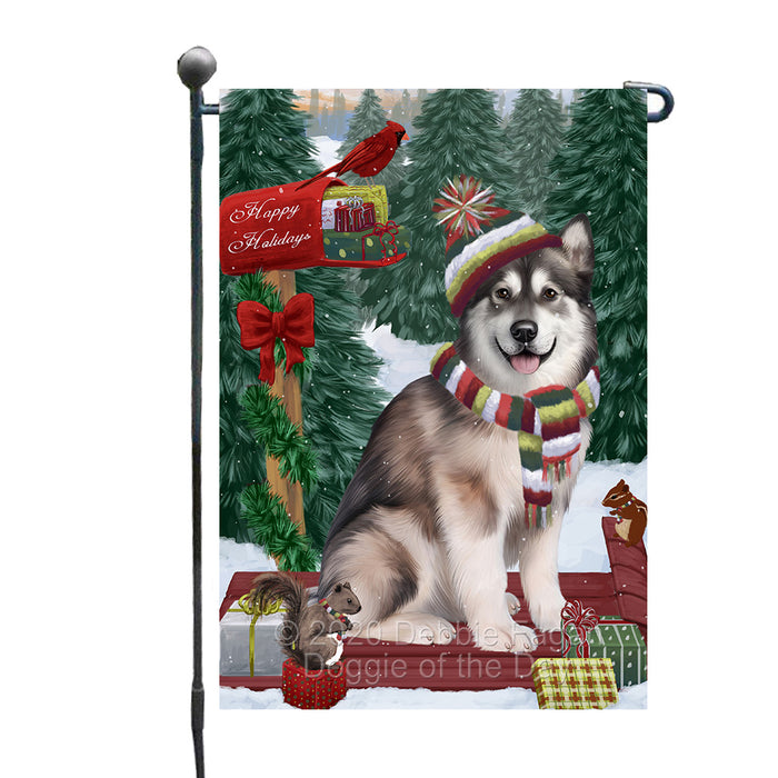 Christmas Woodland Sled Alaskan Malamute Dog Garden Flags Outdoor Decor for Homes and Gardens Double Sided Garden Yard Spring Decorative Vertical Home Flags Garden Porch Lawn Flag for Decorations GFLG68361