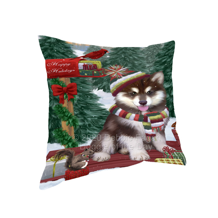 Christmas Woodland Sled Alaskan Malamute Dog Pillow with Top Quality High-Resolution Images - Ultra Soft Pet Pillows for Sleeping - Reversible & Comfort - Ideal Gift for Dog Lover - Cushion for Sofa Couch Bed - 100% Polyester, PILA93436
