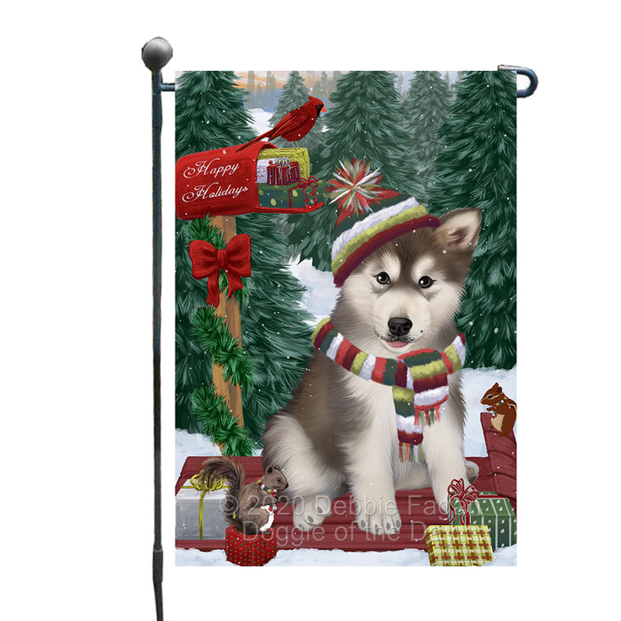 Christmas Woodland Sled Alaskan Malamute Dog Garden Flags Outdoor Decor for Homes and Gardens Double Sided Garden Yard Spring Decorative Vertical Home Flags Garden Porch Lawn Flag for Decorations GFLG68364