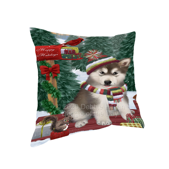 Christmas Woodland Sled Alaskan Malamute Dog Pillow with Top Quality High-Resolution Images - Ultra Soft Pet Pillows for Sleeping - Reversible & Comfort - Ideal Gift for Dog Lover - Cushion for Sofa Couch Bed - 100% Polyester, PILA93442