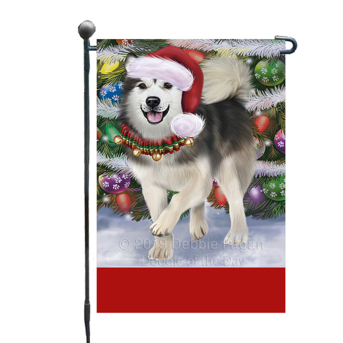Personalized Trotting in the Snow Alaskan Malamute Dog Custom Garden Flags GFLG-DOTD-A60652