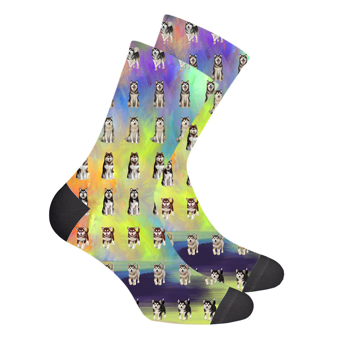 Paradise Wave Alaskan Malamute Dogs Men's Socks