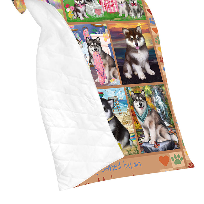 Love is Being Owned Alaskan Malamute Dog Beige Quilt