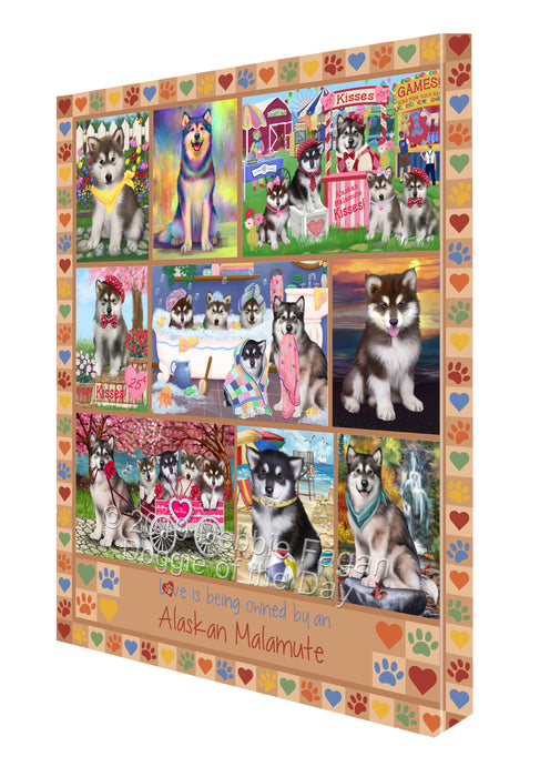 Love is Being Owned Alaskan Malamute Dog Beige Canvas Print Wall Art Décor CVS137438