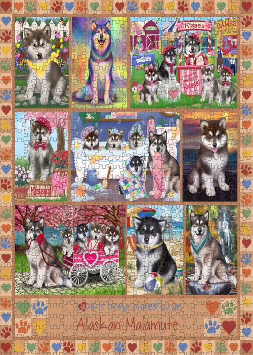 Love is Being Owned Alaskan Malamute Dog Beige Puzzle with Photo Tin PUZL98164