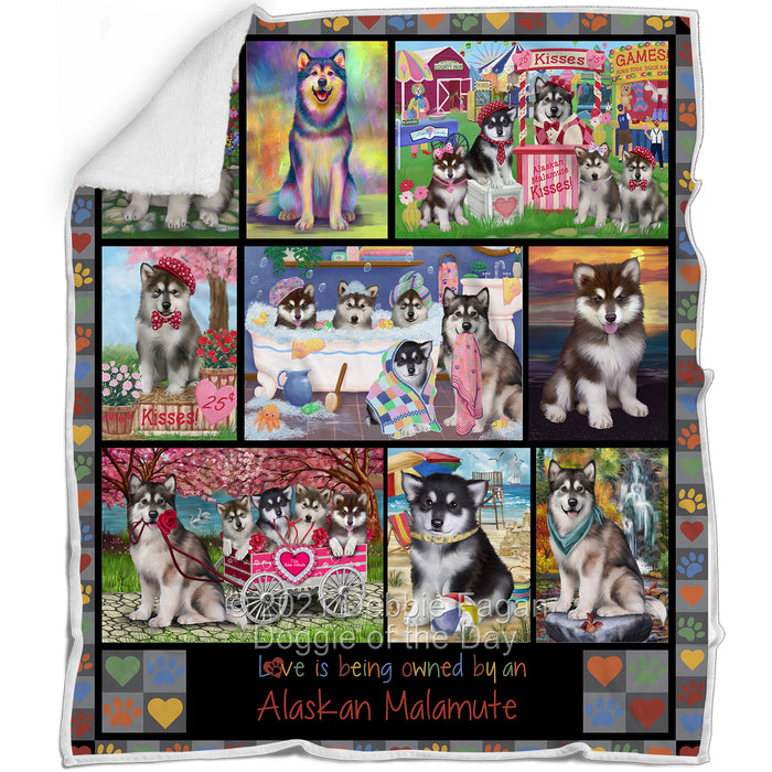 Love is Being Owned Alaskan Malamute Dog Grey Blanket BLNKT136839