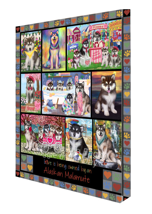 Love is Being Owned Alaskan Malamute Dog Grey Canvas Print Wall Art Décor CVS137447