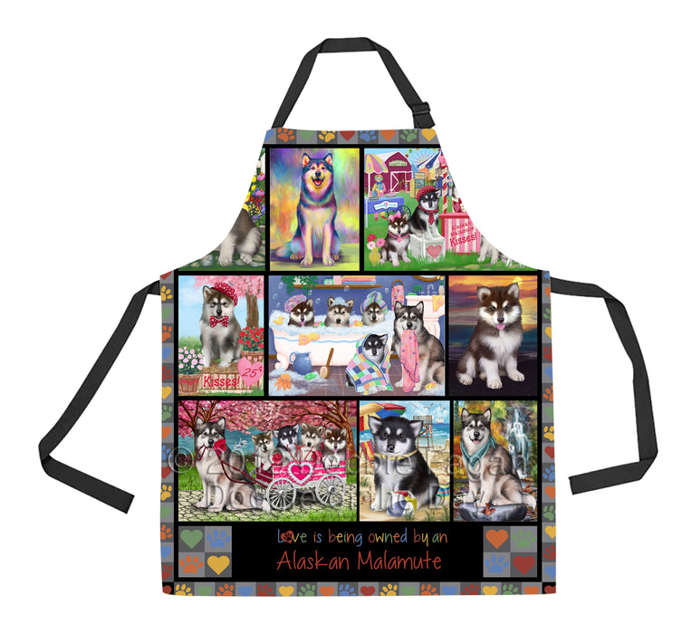 Love is Being Owned Alaskan Malamute Dog Grey Apron