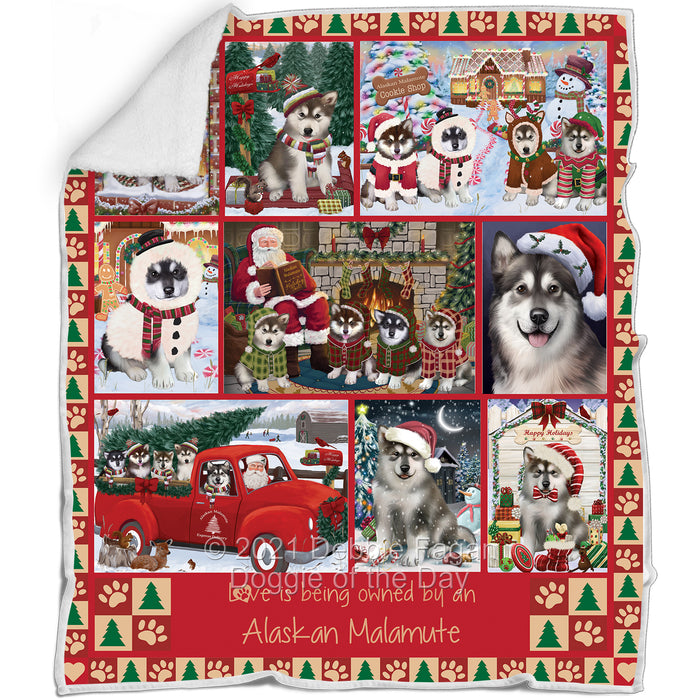 Love is Being Owned Christmas Alaskan Malamute Dogs Blanket BLNKT143431