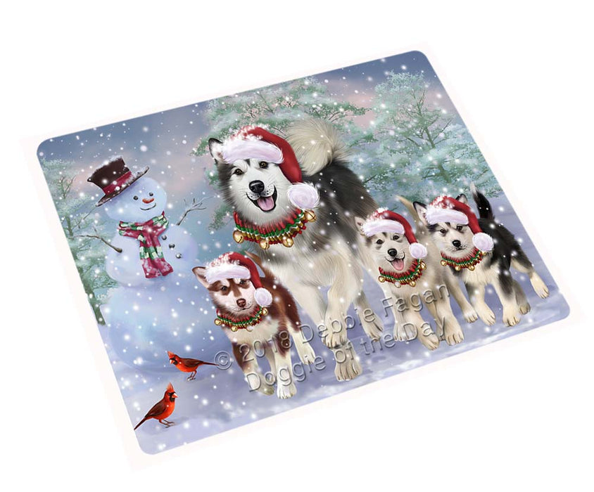 Christmas Running Family Alaskan Malamutes Dog Large Refrigerator / Dishwasher Magnet RMAG95028