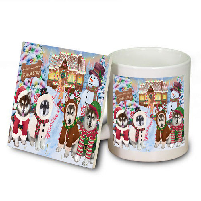 Holiday Gingerbread Cookie Shop Alaskan Malamutes Dog Mug and Coaster Set MUC56085