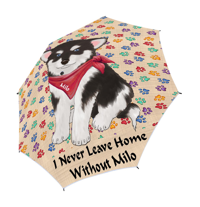 Custom Pet Name Personalized I never Leave Home Alaskan Malamute Dog Semi-Automatic Foldable Umbrella
