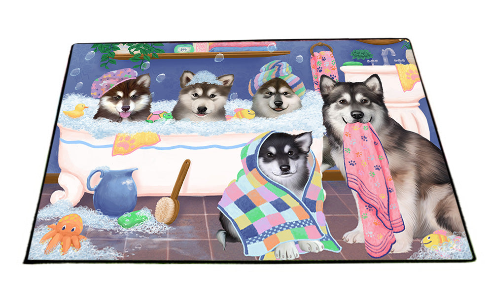 Rub A Dub Dogs In A Tub Alaskan Malamutes Dog Floormat FLMS53436