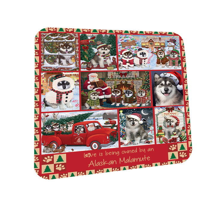 Love is Being Owned Christmas Alaskan Malamute Dogs Coasters Set of 4 CST57146