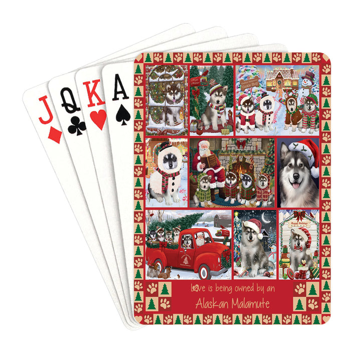Love is Being Owned Christmas Alaskan Malamute Dogs Playing Card Decks