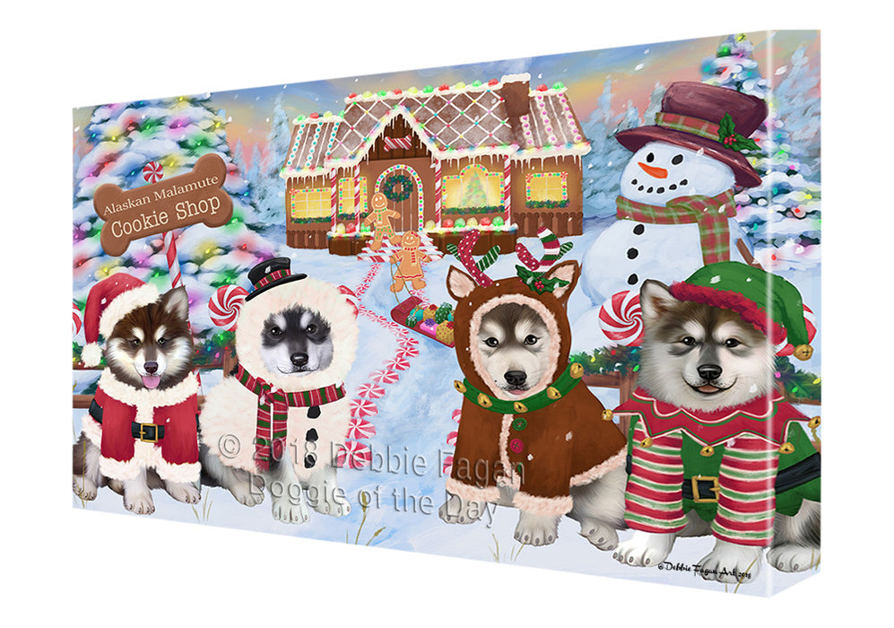 Holiday Gingerbread Cookie Shop Alaskan Malamutes Dog Canvas Print Wall Art Décor CVS127061