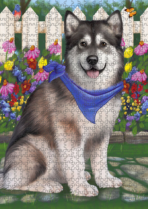 Spring Floral Alaskan Malamute Dog Puzzle with Photo Tin PUZL52965