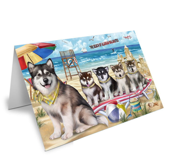 Pet Friendly Beach Alaskan Malamutes Dog Handmade Artwork Assorted Pets Greeting Cards and Note Cards with Envelopes for All Occasions and Holiday Seasons GCD53879
