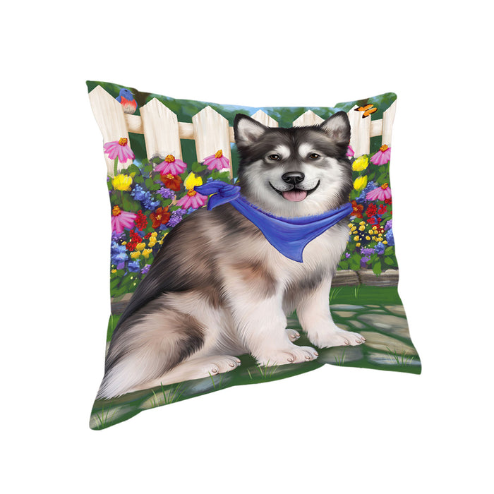 Spring Floral Alaskan Malamute Dog Pillow PIL54868