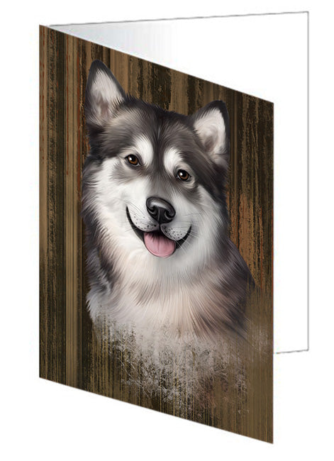 Rustic Alaskan Malamute Dog Handmade Artwork Assorted Pets Greeting Cards and Note Cards with Envelopes for All Occasions and Holiday Seasons GCD55610
