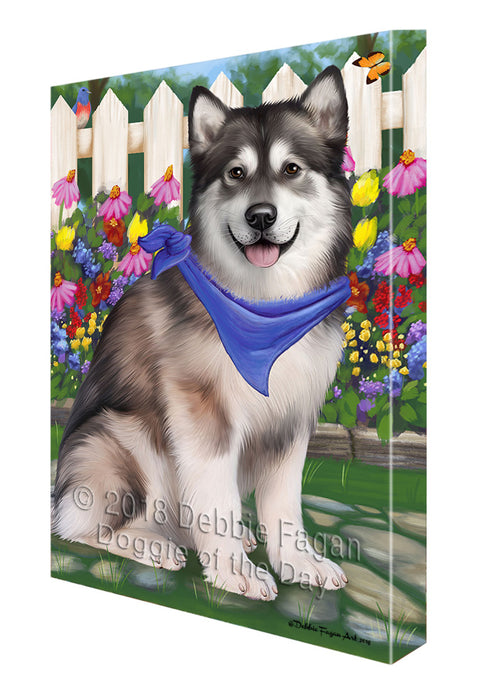Spring Floral Alaskan Malamute Dog Canvas Wall Art CVS63529