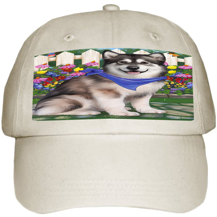 Spring Floral Alaskan Malamute Dog Ball Hat Cap HAT52992