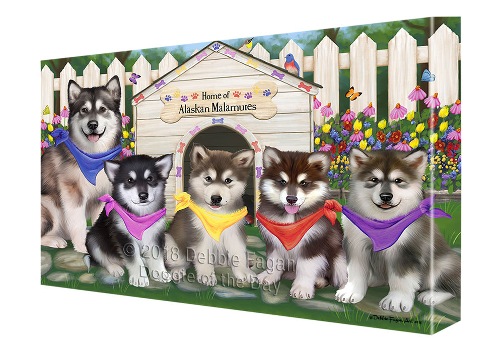 Spring Dog House Alaskan Malamutes Dog Canvas Wall Art CVS63538