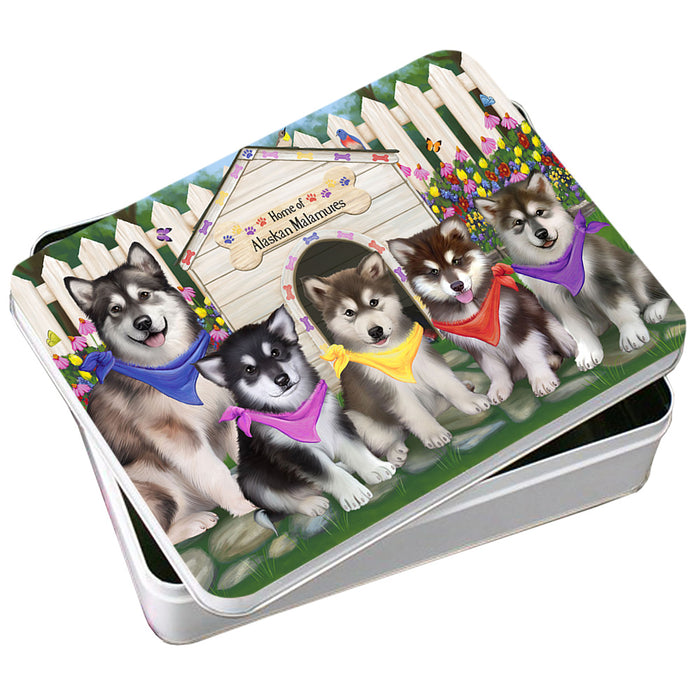 Spring Dog House Alaskan Malamutes Dog Photo Storage Tin PITN49754