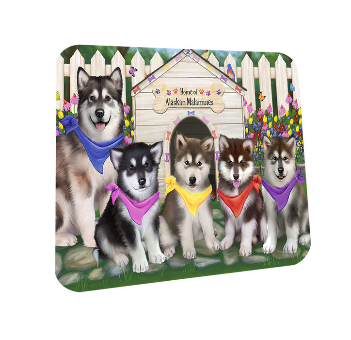 Spring Dog House Alaskan Malamutes Dog Coasters Set of 4 CST49713