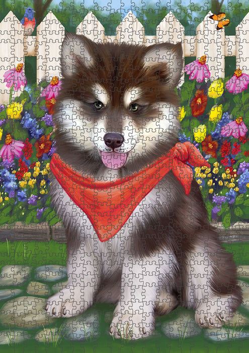 Spring Floral Alaskan Malamute Dog Puzzle with Photo Tin PUZL52971