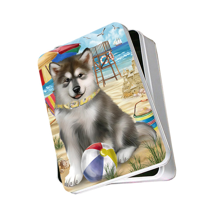 Pet Friendly Beach Alaskan Malamute Dog Photo Storage Tin PITN49952