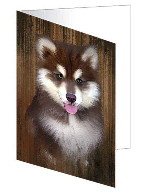 Rustic Alaskan Malamute Dog Handmade Artwork Assorted Pets Greeting Cards and Note Cards with Envelopes for All Occasions and Holiday Seasons GCD55616