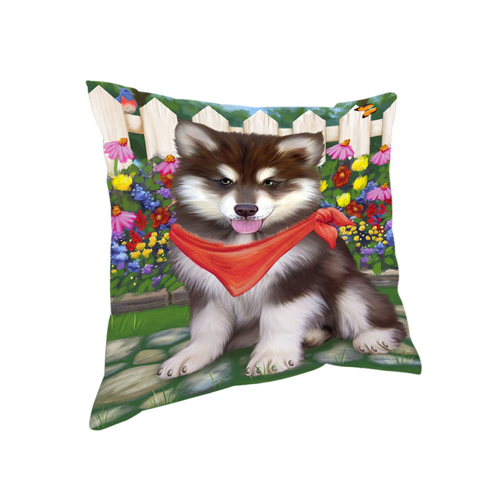 Spring Floral Alaskan Malamute Dog Pillow PIL54876