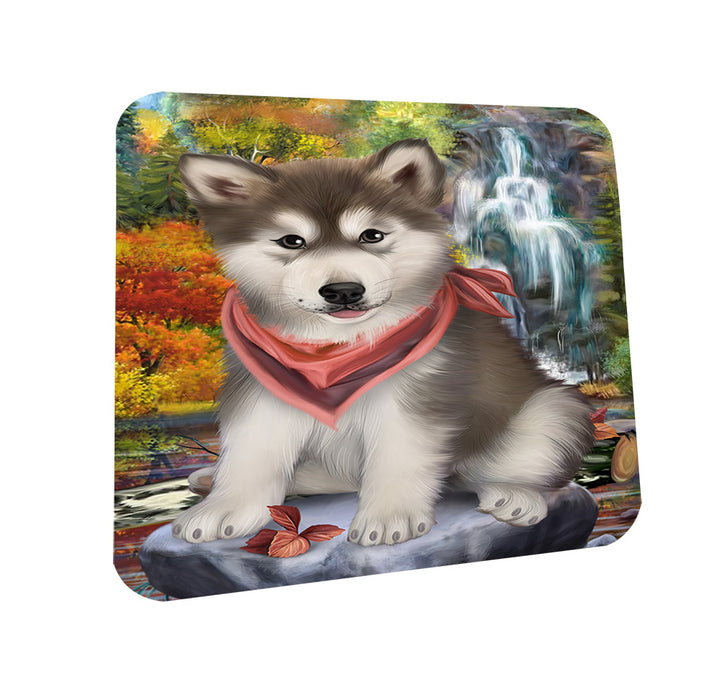 Scenic Waterfall Alaskan Malamute Dog Coasters Set of 4 CST49575