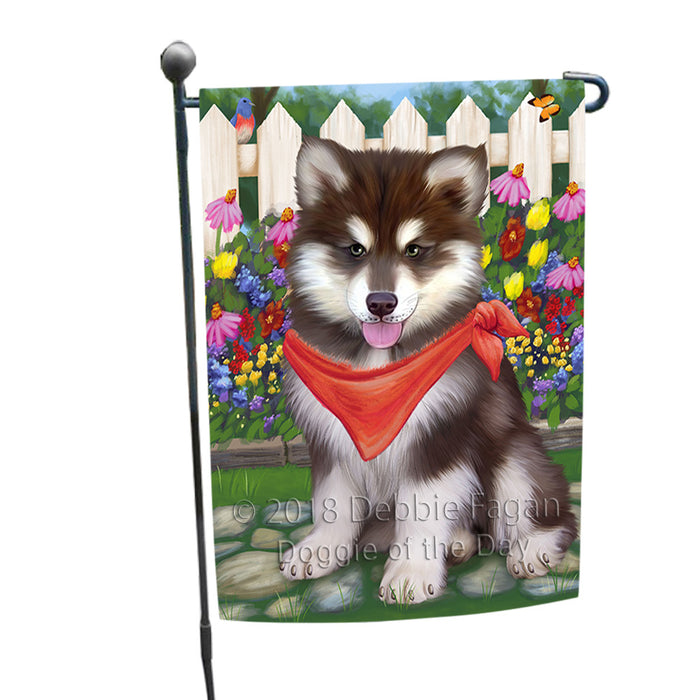 Spring Floral Alaskan Malamute Dog Garden Flag GFLG49584