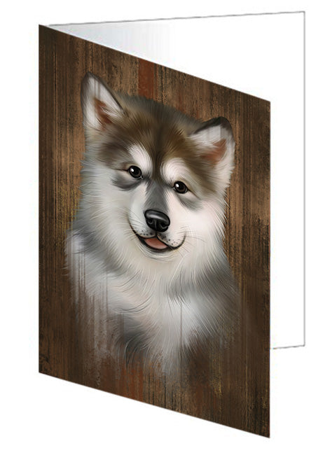Rustic Alaskan Malamute Dog Handmade Artwork Assorted Pets Greeting Cards and Note Cards with Envelopes for All Occasions and Holiday Seasons GCD55619