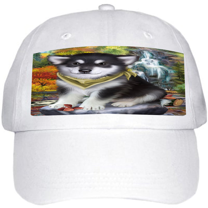 Scenic Waterfall Alaskan Malamute Dog Ball Hat Cap HAT52734