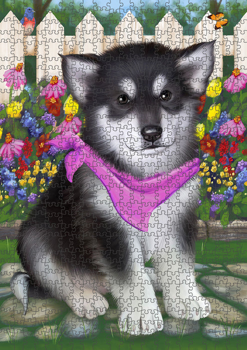 Spring Floral Alaskan Malamute Dog Puzzle with Photo Tin PUZL52974