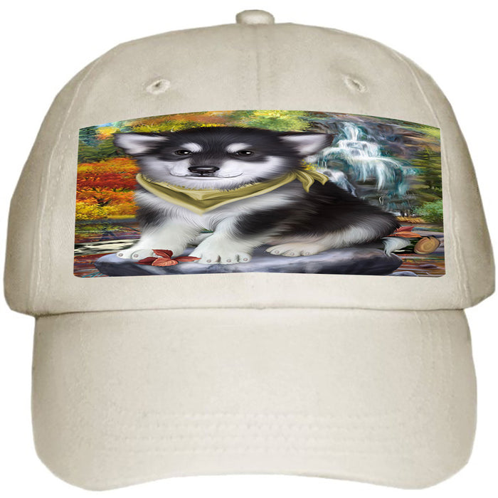 Scenic Waterfall Alaskan Malamute Dog Ball Hat Cap HAT52734