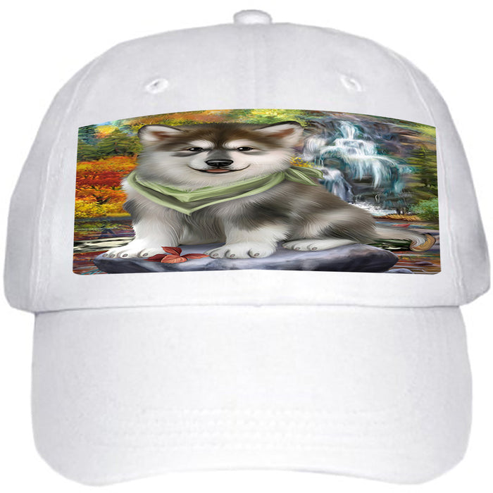 Scenic Waterfall Alaskan Malamute Dog Ball Hat Cap HAT52737