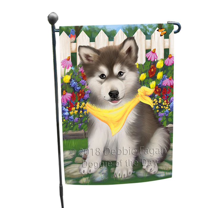 Spring Floral Alaskan Malamute Dog Garden Flag GFLG49586