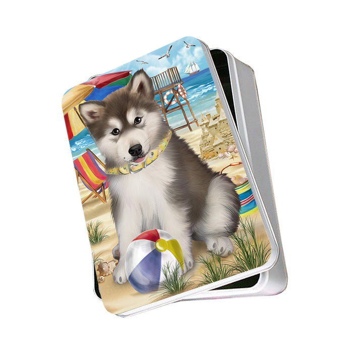 Pet Friendly Beach Alaskan Malamute Dog Photo Storage Tin PITN49954