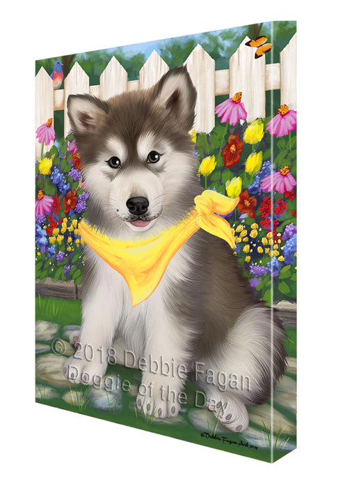 Spring Floral Alaskan Malamute Dog Canvas Wall Art CVS63565