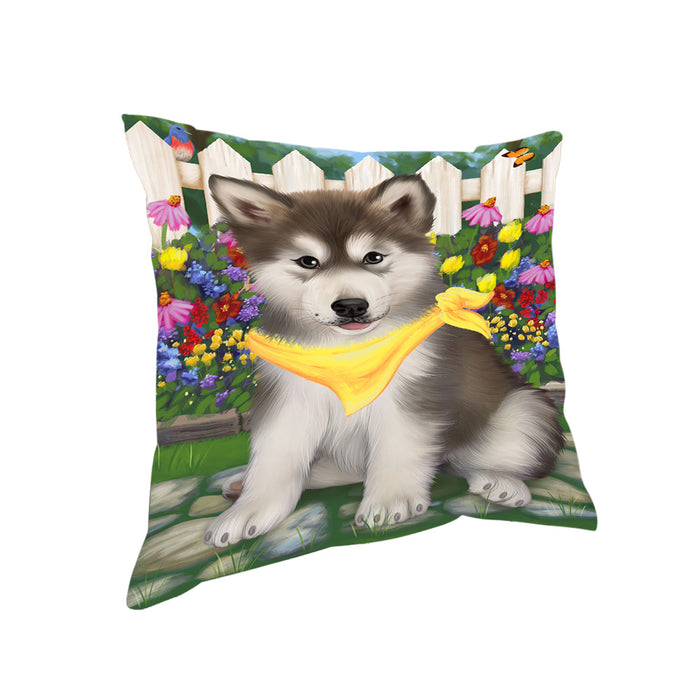 Spring Floral Alaskan Malamute Dog Pillow PIL54884