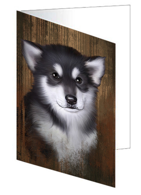 Rustic Alaskan Malamute Dog Handmade Artwork Assorted Pets Greeting Cards and Note Cards with Envelopes for All Occasions and Holiday Seasons GCD55622
