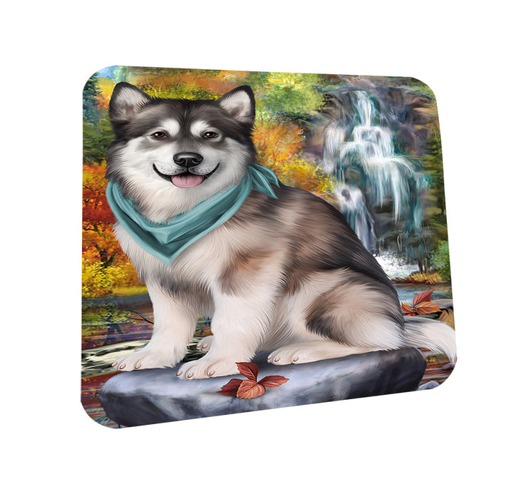 Scenic Waterfall Alaskan Malamute Dog Coasters Set of 4 CST49578