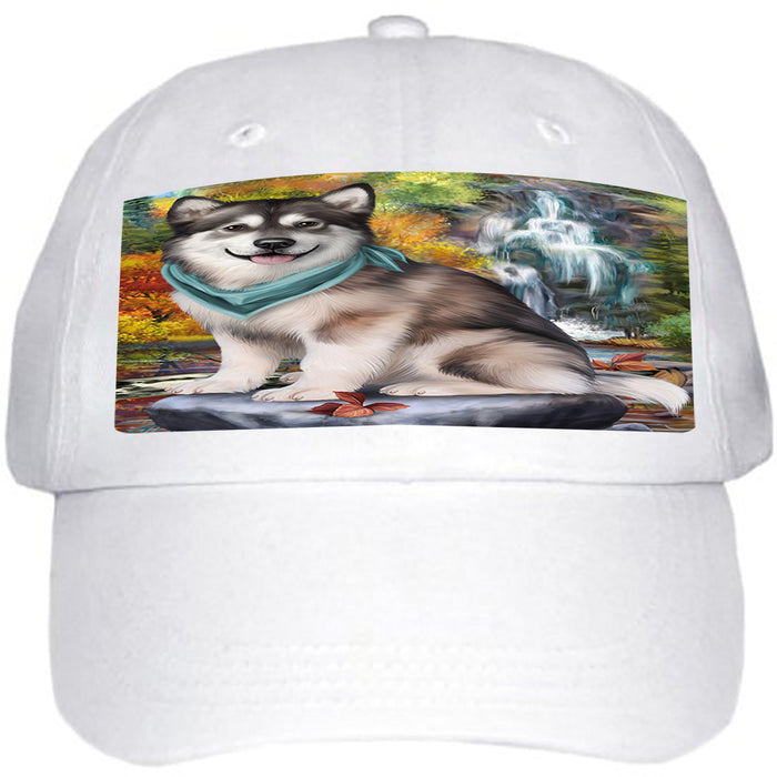 Scenic Waterfall Alaskan Malamute Dog Ball Hat Cap HAT52740