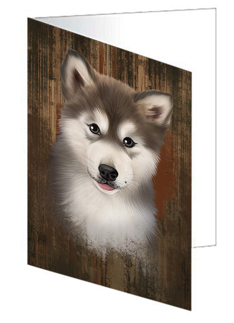 Rustic Alaskan Malamute Dog Handmade Artwork Assorted Pets Greeting Cards and Note Cards with Envelopes for All Occasions and Holiday Seasons GCD55625